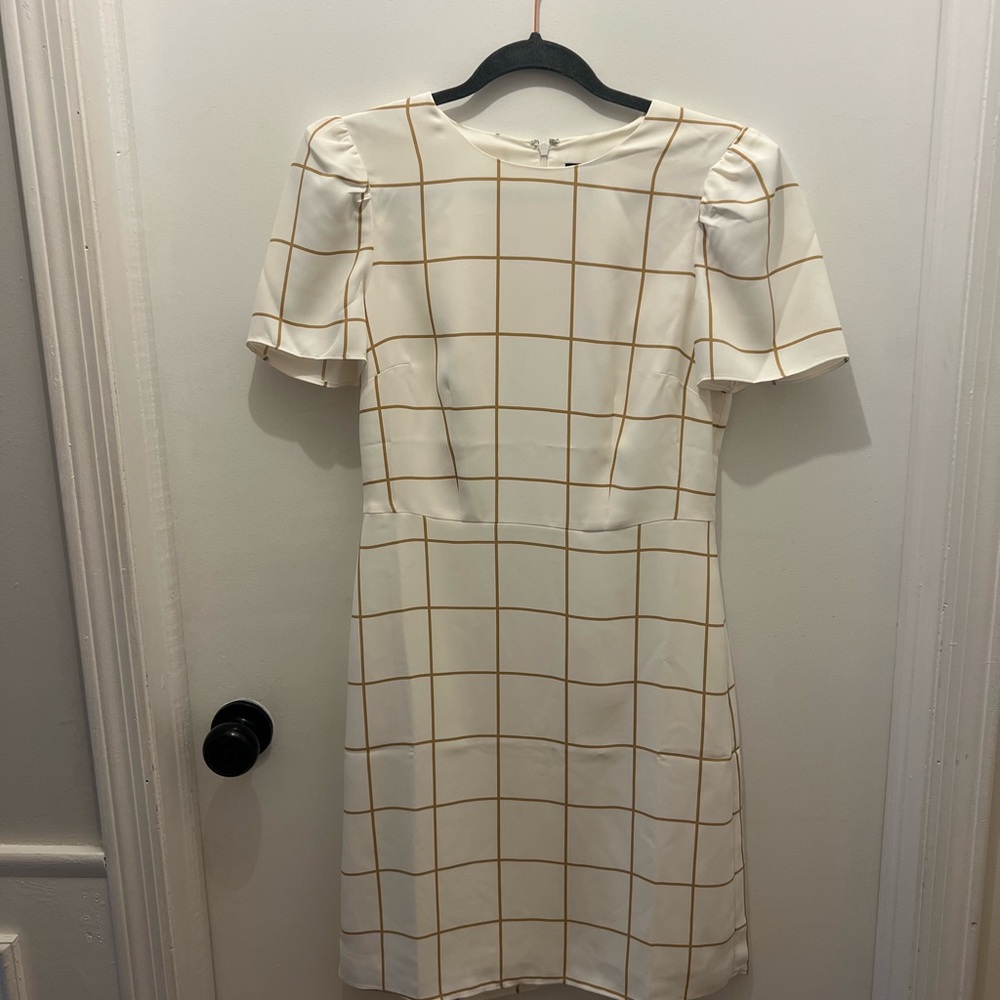 Ann Taylor Cream Puff Sleeve Sheath Dress